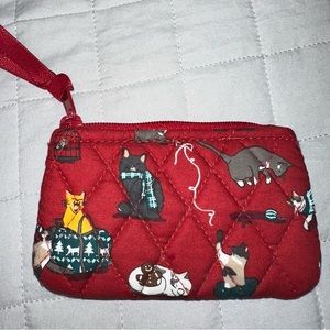 Vera Bradley Zip ID Case in Holiday Cats pattern.